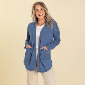 HEIMISH Blue Ribbed Corded Cardigan Small NEW